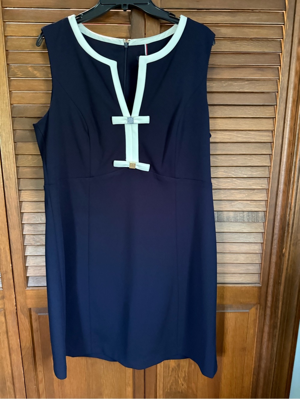 Tommy Hilfiger Navy Sheath Dress with White Trim